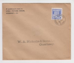 Guernsey 1944 2½d Arms on printed B & F, FDC tied by single ring 12.AP.44