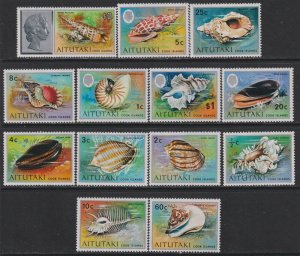 Sc# 82 / 94 Aitutaki 1974 -1975 Pacific Sea Shell short set MNH CV: $22.35