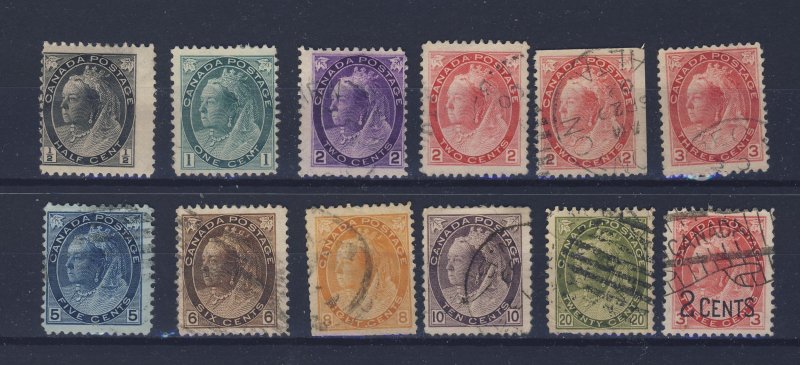 12x Canada Victoria Numeral Used Stamps #74 to #80 #82 to 88-77bs  GV = $150.00