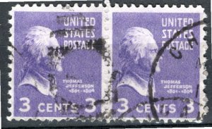 USA; 1938: Sc. # 807: Used. Se-Tenant Single Stamps