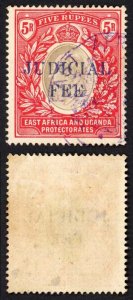 KUT BF35 KEVII 5R opt Judicial Fee (serifs) wmk Crown CC very fine cancel