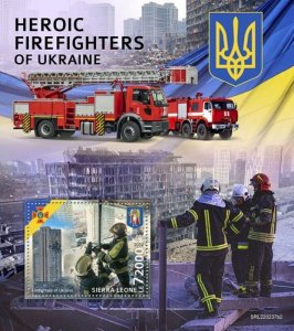 Sierra Leone - 2022 Ukraine Firefighters - Stamp Souvenir Sheet - SRL220237b2