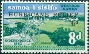 Samoa 1966 SG273 8d Airport with HURRICANE RELIEF ovpt MNH