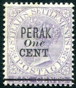 PERAK-1891 1c on 6c Lilac Sg 44 MOUNTED MINT V31399