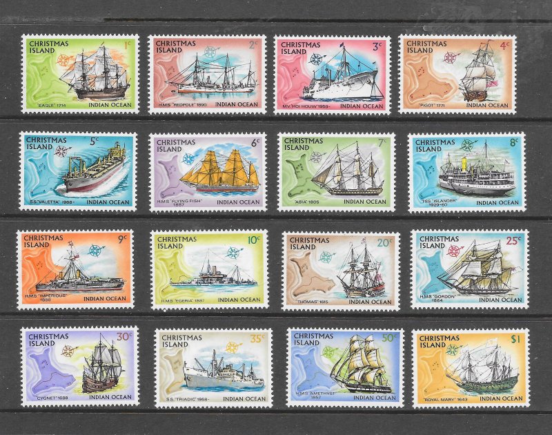 SHIPS - CHRISTMAS ISLAND #39-54  MNH