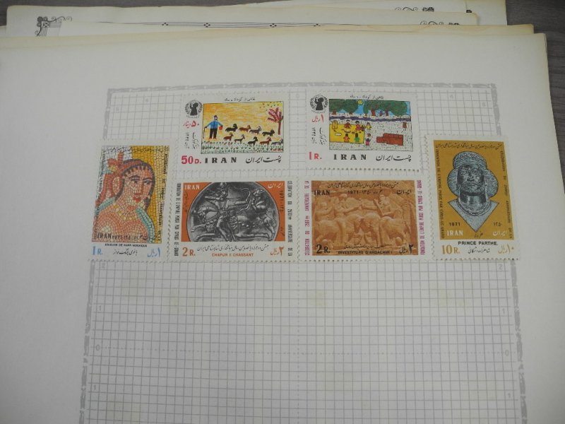 PERSIA, old time assortment of Stamps hinged on remainder/overlapping pages