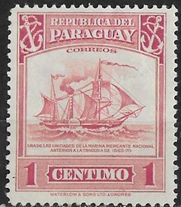 Paraguay  # 435  Merchant Sailing Ship  (1)  Unused