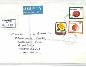 NEW ZEALAND Cover $1 SEA SHELL *Chequers* Registered Air Mail 1980 ROSES BQ339