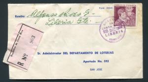 1960 Costa Rica Registered Cover to Lottery Department - Great Backstamps!