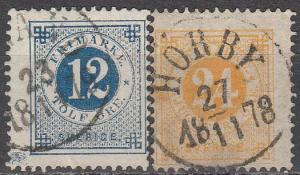 Sweden #32, 34  F-VF Used CV $31.00 (A17023)