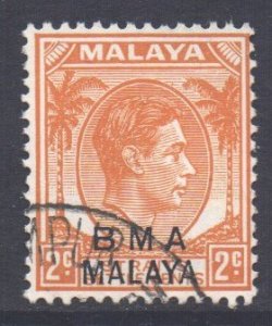 Malaya Straits Setts Scott 257 - SG2a, 1945 BMA Ovpt 2c Die II used