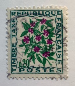 France 1964 Scott J101 used - 0.20fr,  Wildflowers, Pervenche
