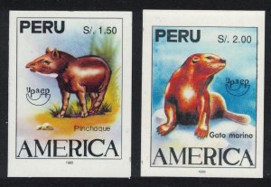 Peru Tapir Otter UPAEP UNISSUED Imperf RARR 1993 MNH