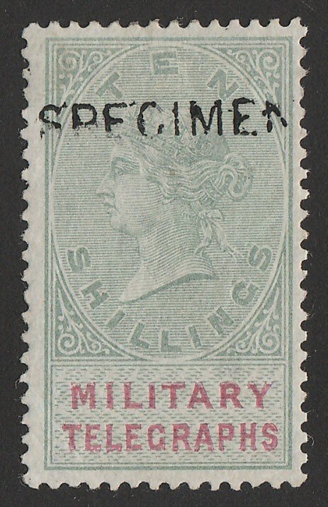 BECHUANALAND 1884 QV Military Telegraphs 10/-, h/s SPECIMEN (SG type 6). RARE!