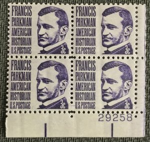 US #1281 MNH Plate Block of 4 LR Francis Parkman SCV $.50 L23