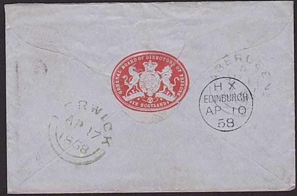 GB SCOTLAND 1858 cover to Shetland with CASTLE / STREET Scots local cancel..6459