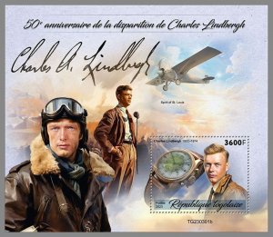 TOGO 2023 MNH 50th memorial anniversary of Charles Lindbergh Airplanes S/S