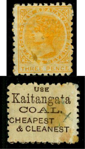 NEW ZEALAND 1882  Victoria  3p yellow Sc# 63a MINT -  Coa...