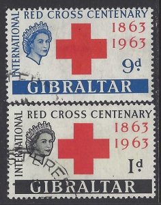 Gibraltar, Scott #162-163; Red Cross Centenary, Used