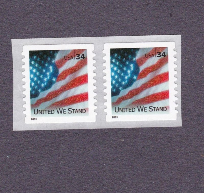 Pair 34c Flag (UWS) SA US 3550A Spaces MNH F-VF | United States, General  Issue Stamp