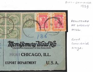 TT143 JAMAICA Cover 1929 *LUCKLY HILL* Registered Mail Chicago USA SHOE Merchant