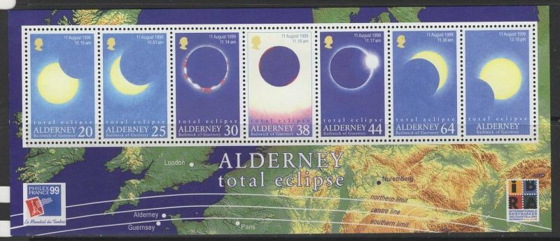 ALDERNEY SGMSA131 1999 TOTAL ECLIPSE OF THE SUN MNH