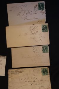 4 US covers w/fancy or specialty cancels on 158 or 184 (#1822)