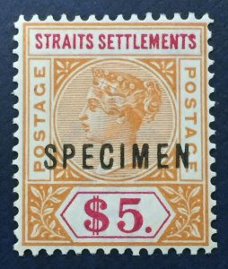 MALAYA Straits Settlements QV $5 SPECIMEN SG#105s M4367