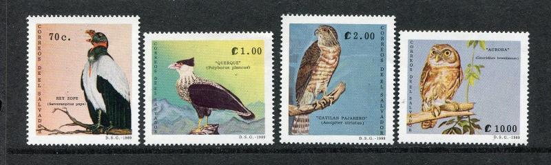 Salvador 1221-1224, MNH, Birds King Vulture, Hawk, Crested Caracara 1989. x29118