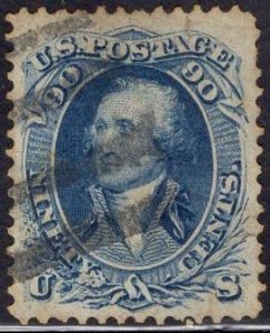 US Stamp Scott #72 Used 90c Blue Washington SCV $600. Fantastic Margins!!