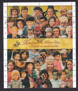 United Nations Geneva  #275  cancelled  1995  sheet UN people 50th anniv