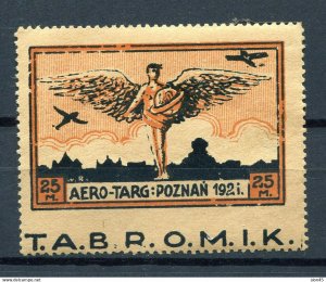 Poland 1921 Aero Targ Label 25m Mi 1 variety broken 1 as i (in 1921) 12900