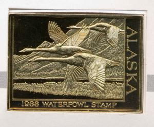 ALASKA #4 1988  STATE DUCK STAMP PRINT MEDALLION   ED  TRUMPERTER SWANS Reg $350