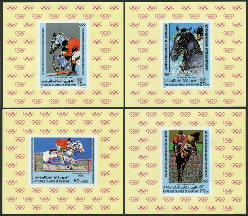 Mauritania 446-449 deluxe,MNH.Michel 680-683. Olympics Moscow-1980. Equestrian.