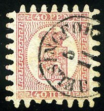 Finland #10 Cat$62.50, 1866-74 40p rose, used, few short perfs.