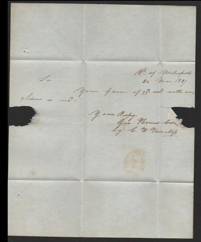 $Stampless cover, Washington DC March 24, 1837