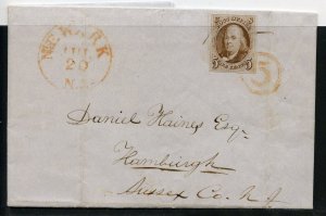 US SCOTT #1 USED ON COVER FOLDED LETTER W/ CROWE CERT (2/17/23 GP) 