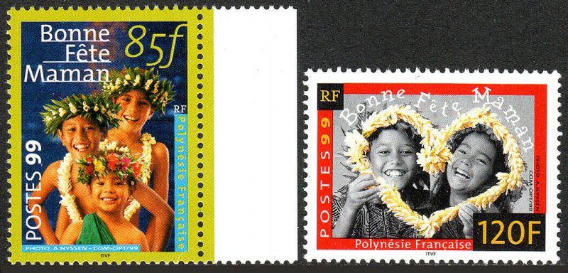 French Polynesia 756-757, MNH. Mother's Day, Children, 1999