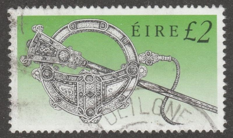 Ireland, Scott# 792, used, green, tara broach, long stamp,  #M036