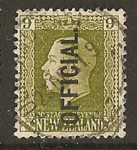 NEW ZEALAND 1925 GV 9d OFFICIAL fine used cat £38 SGO104...................S5344