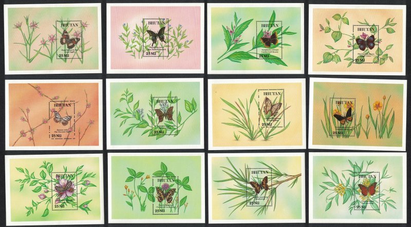 Bhutan Butterflies 12 Miniature Sheets SG#MS850 MI#Block 237-248 CV£80+