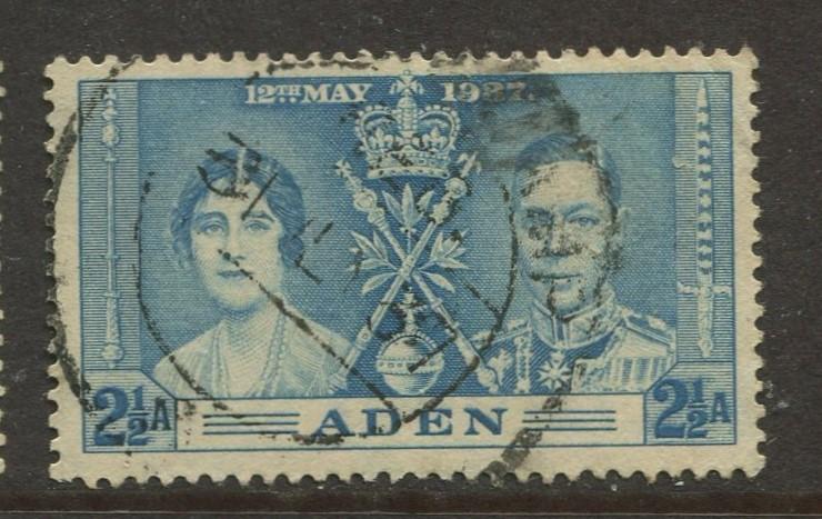 ADEN - Scott 14 - Coronation Issue - 1937- Used - Single 2.1/2a Stamp