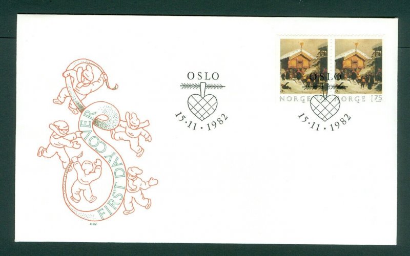 Norway. 1982 FDC Cachet. Santa. Christmas. House People. Sc.# 815.