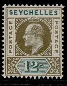 SEYCHELLES EDVII SG49, 12c olive-sepia & dull green, M MINT.