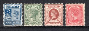 Australia - Victoria 1899-1901 values to 9d SG 360, 362, 364 and 366 MLH/MH