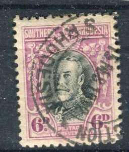 RHODESIA; 1930s early GV portrait issue used Shade of 6d. fine POSTMARK