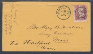 US Sc 65 on 1864 Cover with Philadelphia CDS & Target cancel to Long Meadow 