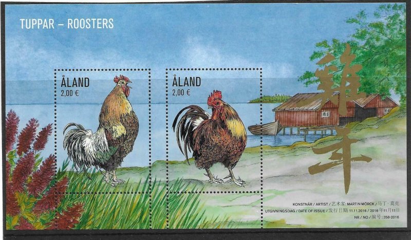 2016    ALAND - SG: MS 444 -  ROOSTERS  - UNMOUNTED MINT