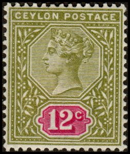 Ceylon 135 - Mint-H - 12c Queen Victoria (1900) (cv $5.50)
