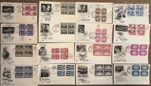 BIG LOT COLLECTION UNITED NATIONS 116 EARLY INSCRIPTION BLOCKS FDCs 1951-1968